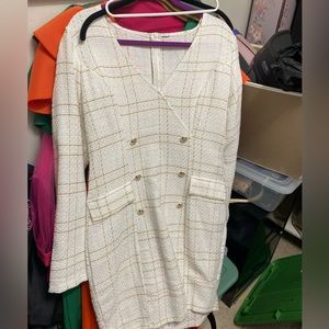 Long sleeve tweed interview dress